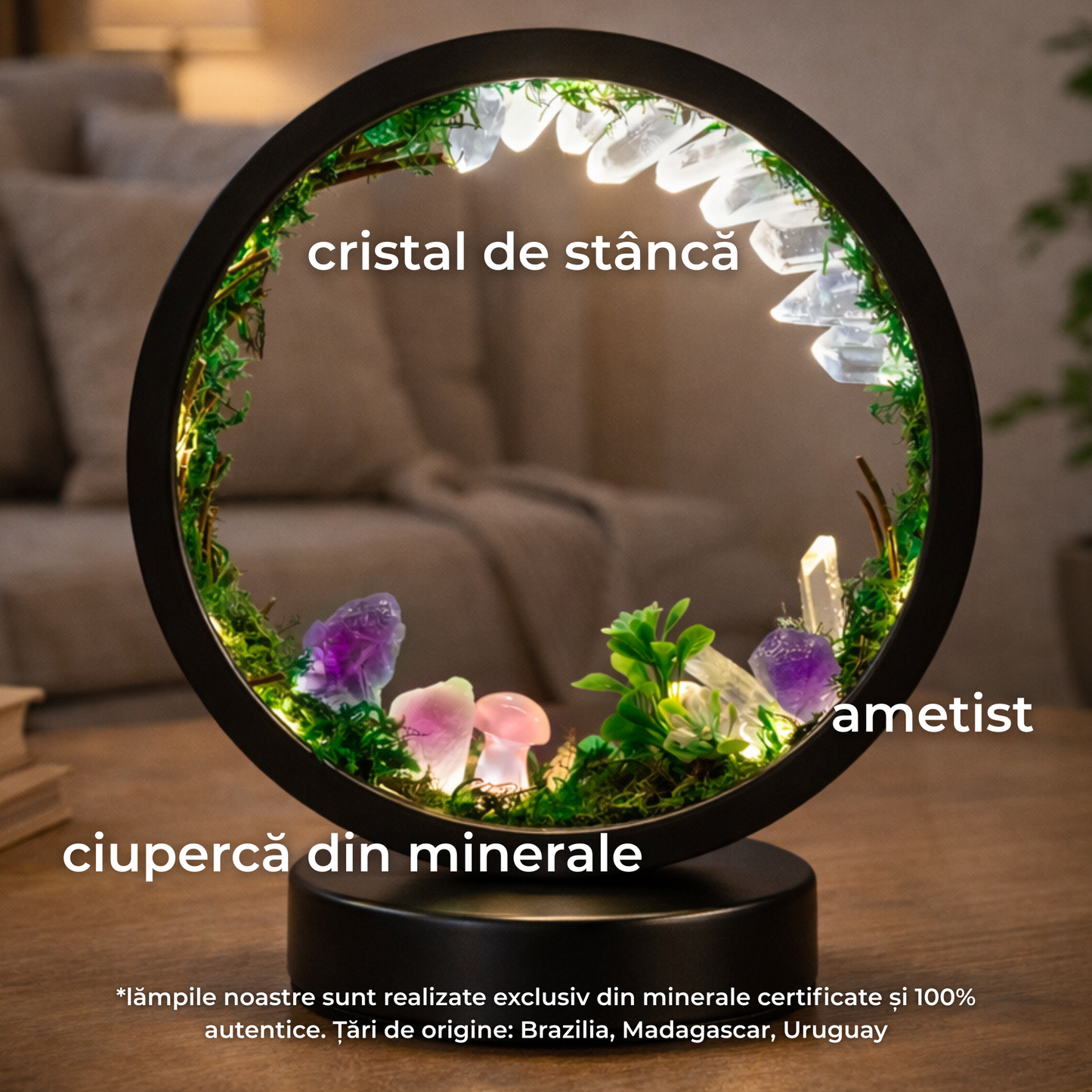 ZenCrystal – Lampă magică „Pădure din minerale”