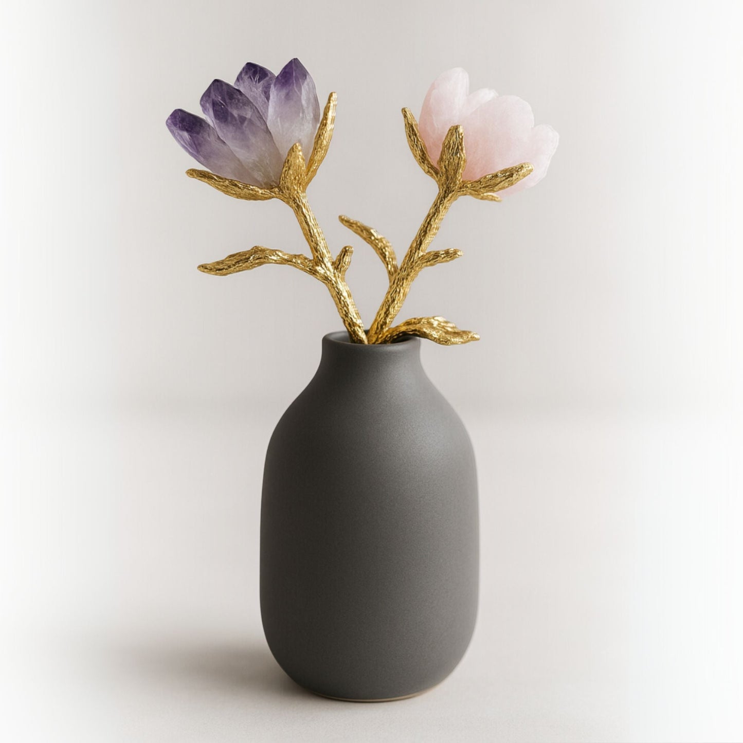 Trandafiri din cuarț roz și ametist (2 buc) – reducere de 120 lei